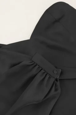 My Jewellery Top Asymétrique Corset Satiné Noir New