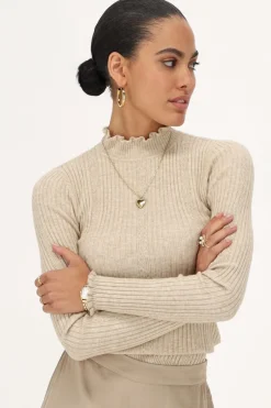 My Jewellery Top Beige à Volants Et Manches Longues Online