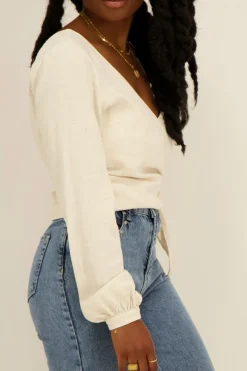 My Jewellery Top Beige Asymétrique Effet Lin Fashion