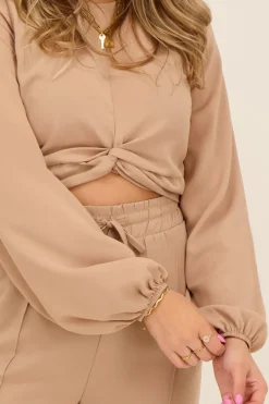 My Jewellery Top Beige En Crêpe à Boutons New