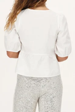 My Jewellery Top à Nœuds Et Manches Bouffantes Blanc Clearance