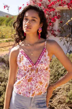 My Jewellery Top Blanc Avec Imprimé Floral Rose Et Nœuds Papillon Discount