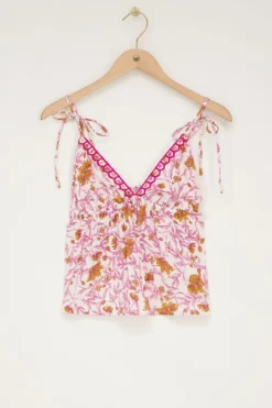 My Jewellery Top Blanc Avec Imprimé Floral Rose Et Nœuds Papillon Discount