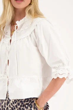 My Jewellery Top Avec Nœuds Et Broderies Blanc Online
