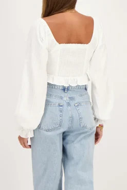 My Jewellery Top Blanc Avec Volants Et Noeuds Outlet