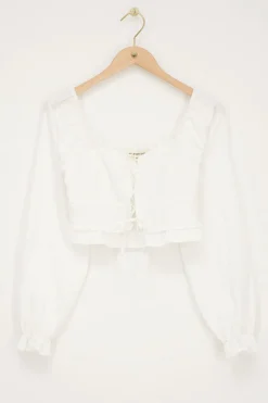 My Jewellery Top Blanc Avec Volants Et Noeuds Outlet