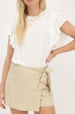 My Jewellery Top Blanc Avec Volants Et Pinces Outlet