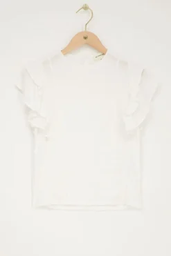 My Jewellery Top Blanc Avec Volants Et Pinces Outlet