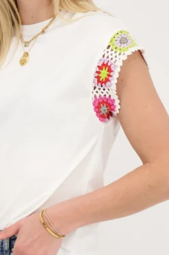 My Jewellery Top Blanc Crocheté Multicolore Outlet