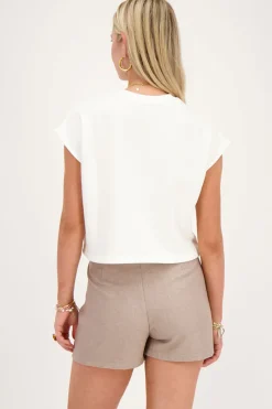 My Jewellery Top Blanc Sans Manches Avec Anneaux Décoratifs Fashion