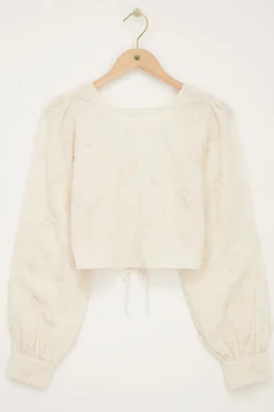 My Jewellery Top Broderie Beige Avec Dos Ouvert Discount