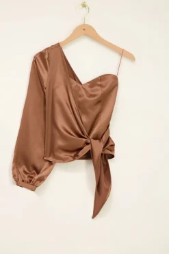 My Jewellery Top Bustier Asymétrique à Manche Longue Marron Marron/Bronze New