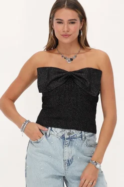 My Jewellery Top Bustier En Lurex Noir Avec Nœud Best