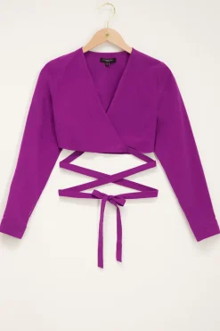 My Jewellery Top Cache-cœur Violet Effet Lin Hot