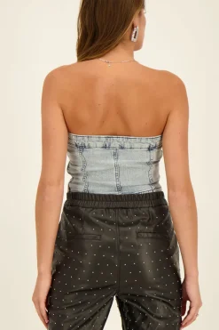 My Jewellery Top Corset Bleu Denim Fashion