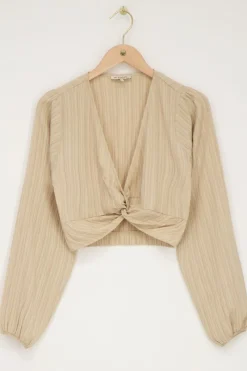 My Jewellery Top Court Avec Boutons Beige Outlet