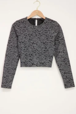 My Jewellery Top Court Noir à Imprimé Baroque Best