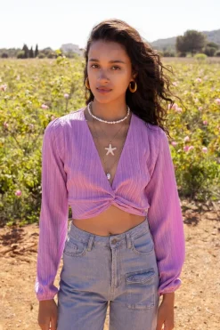 My Jewellery Top Court Avec Noeuds Violet Fashion
