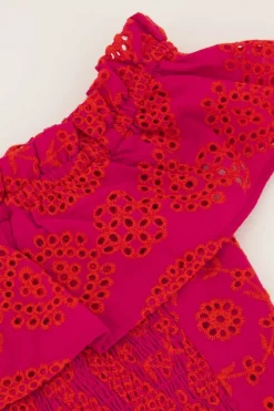 My Jewellery Top Cropped Rose Avec Broderie Contrastée Rouge/Rose Outlet