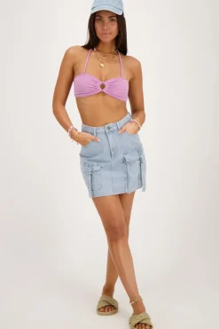My Jewellery Top De Bikini Bandeau Lilas En Lurex Violet/Violet clair Fashion