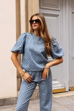 My Jewellery Top En Denim Bleu Avec Paillettes Discount