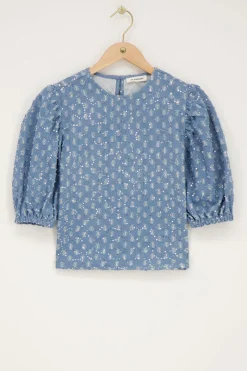 My Jewellery Top En Denim Bleu Avec Paillettes Discount