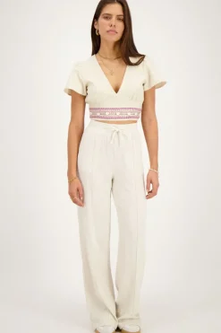 My Jewellery Top En Lin Avec Coquillages Beige Online