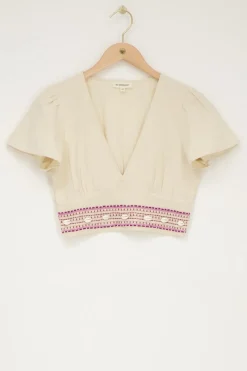 My Jewellery Top En Lin Avec Coquillages Beige Online