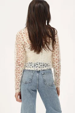 My Jewellery Top En Maille he Avec Fleurs Blanc Hot