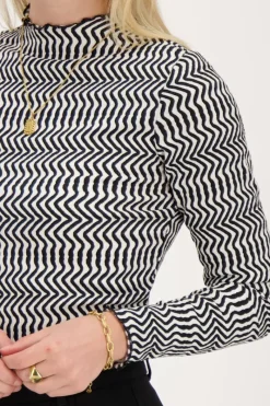 My Jewellery Top Froissé Zigzag Noir Et Blanc Clearance