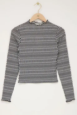 My Jewellery Top Froissé Zigzag Noir Et Blanc Clearance
