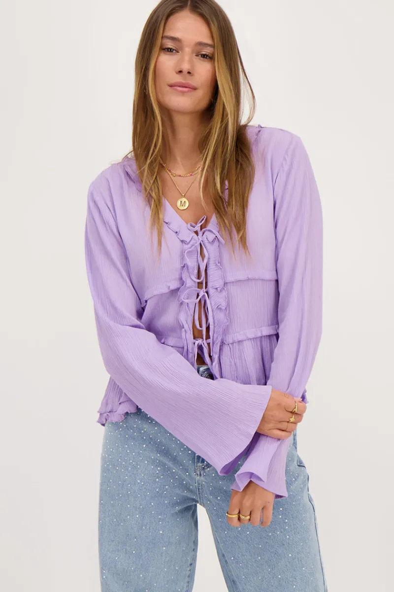 My Jewellery Top Lilas Avec Cordons Et Manches évasées Violet clair Sale