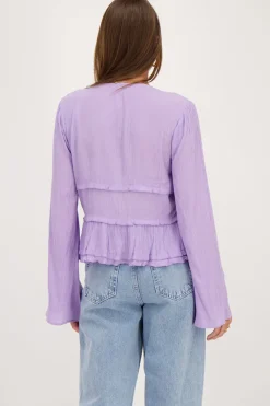 My Jewellery Top Lilas Avec Cordons Et Manches évasées Violet clair Sale