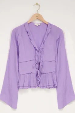 My Jewellery Top Lilas Avec Cordons Et Manches évasées Violet clair Sale