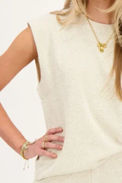 My Jewellery Top Musculaire Avec Lurex Beige New