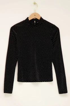 My Jewellery Top Noir à Clous Et Col Montant New