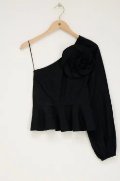 My Jewellery Top Noir à Une Manche Avec Fleur Outlet