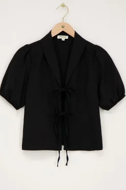 My Jewellery Top En Lin Avec Nœuds Noir Online