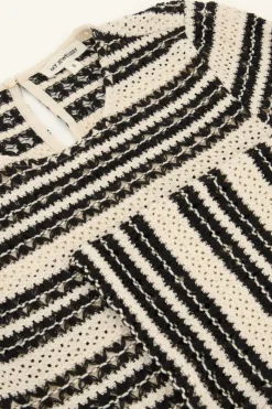 My Jewellery Top Noir Et Beige à Manches évasées En Crochet Sale