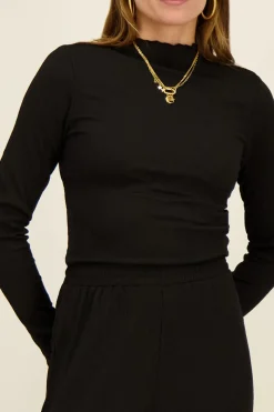 My Jewellery Top Froissé Texturé Noir Outlet