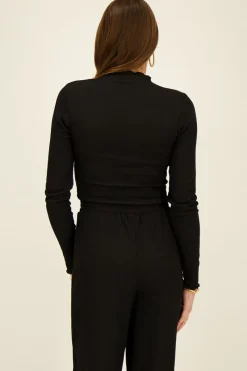 My Jewellery Top Froissé Texturé Noir Outlet
