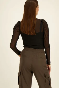 My Jewellery Top Noir Plissé En Mesh New