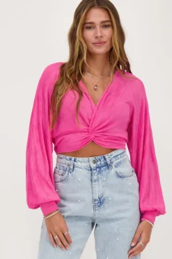 My Jewellery Top Plissé Avec Nœud Rose Hot