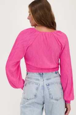 My Jewellery Top Plissé Avec Nœud Rose Hot