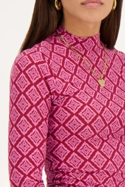 My Jewellery Top à Col Roulé Et Imprimé Ikat Rose Hot