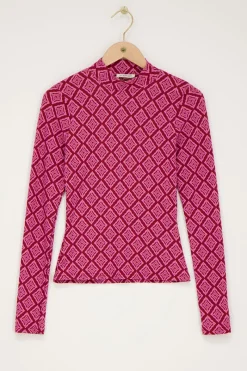 My Jewellery Top à Col Roulé Et Imprimé Ikat Rose Hot