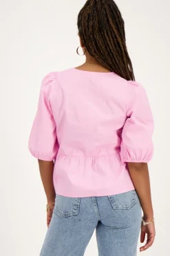 My Jewellery Top Avec Nœuds Et Manches Bouffantes Rose Best