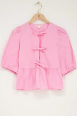 My Jewellery Top Avec Nœuds Et Manches Bouffantes Rose Best