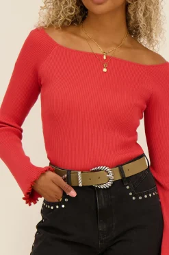 My Jewellery Top Rouge à Manches évasées Clearance
