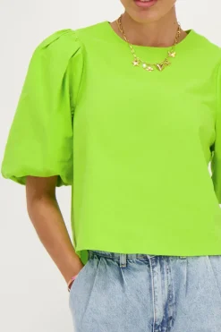 My Jewellery Top à Manches Bouffantes Vert Clearance